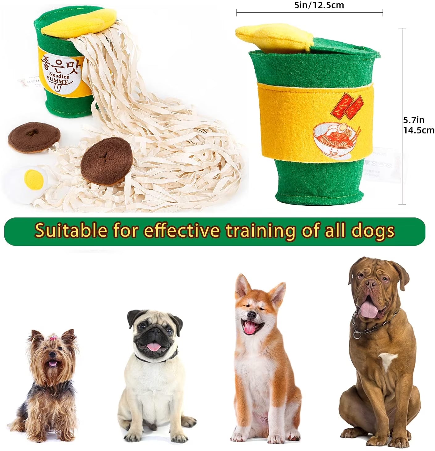 Dog Treat Toys Dog Squeaky Puzzle Enrichment Toy Snuffle Stuffed Toys for Dogs Tough Chew Teething Soft Puppy Toy (Noodles)