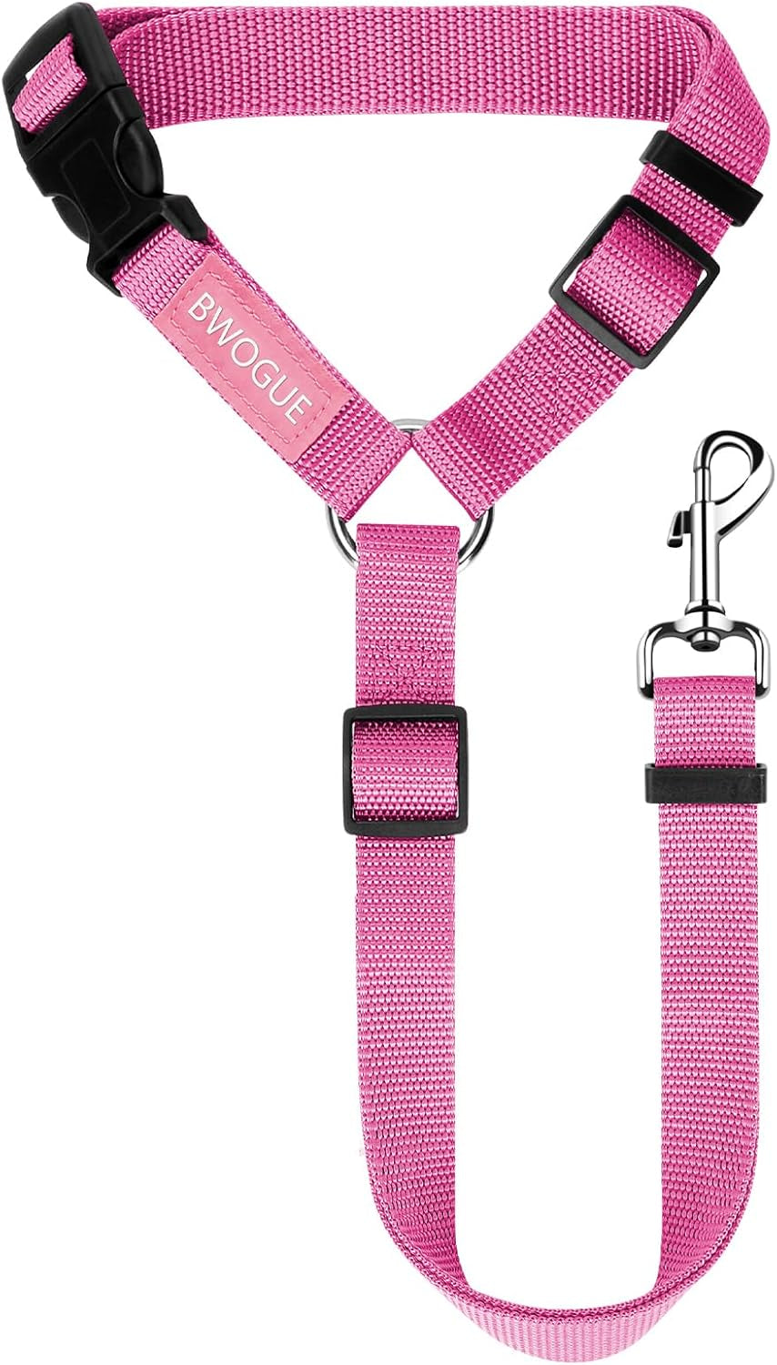 Pet Dog Cat Seat Belts, Car Headrest Restraint Adjustable Safety Leads Vehicle Seatbelt Harness (1 Pack, Pink, Not Elastic)
