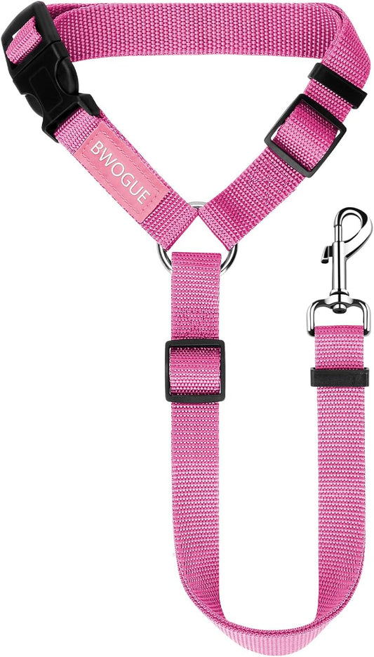 Pet Dog Cat Seat Belts, Car Headrest Restraint Adjustable Safety Leads Vehicle Seatbelt Harness (1 Pack, Pink, Not Elastic)