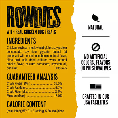 Rowdies Chicken Flavor Dog Treats - 6Oz