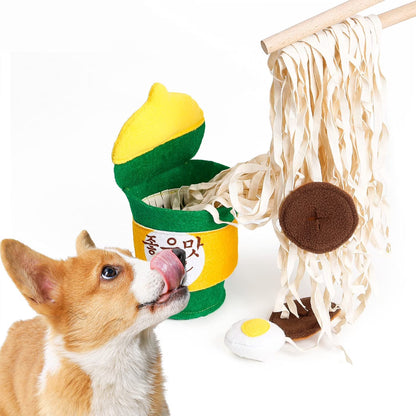 Dog Treat Toys Dog Squeaky Puzzle Enrichment Toy Snuffle Stuffed Toys for Dogs Tough Chew Teething Soft Puppy Toy (Noodles)