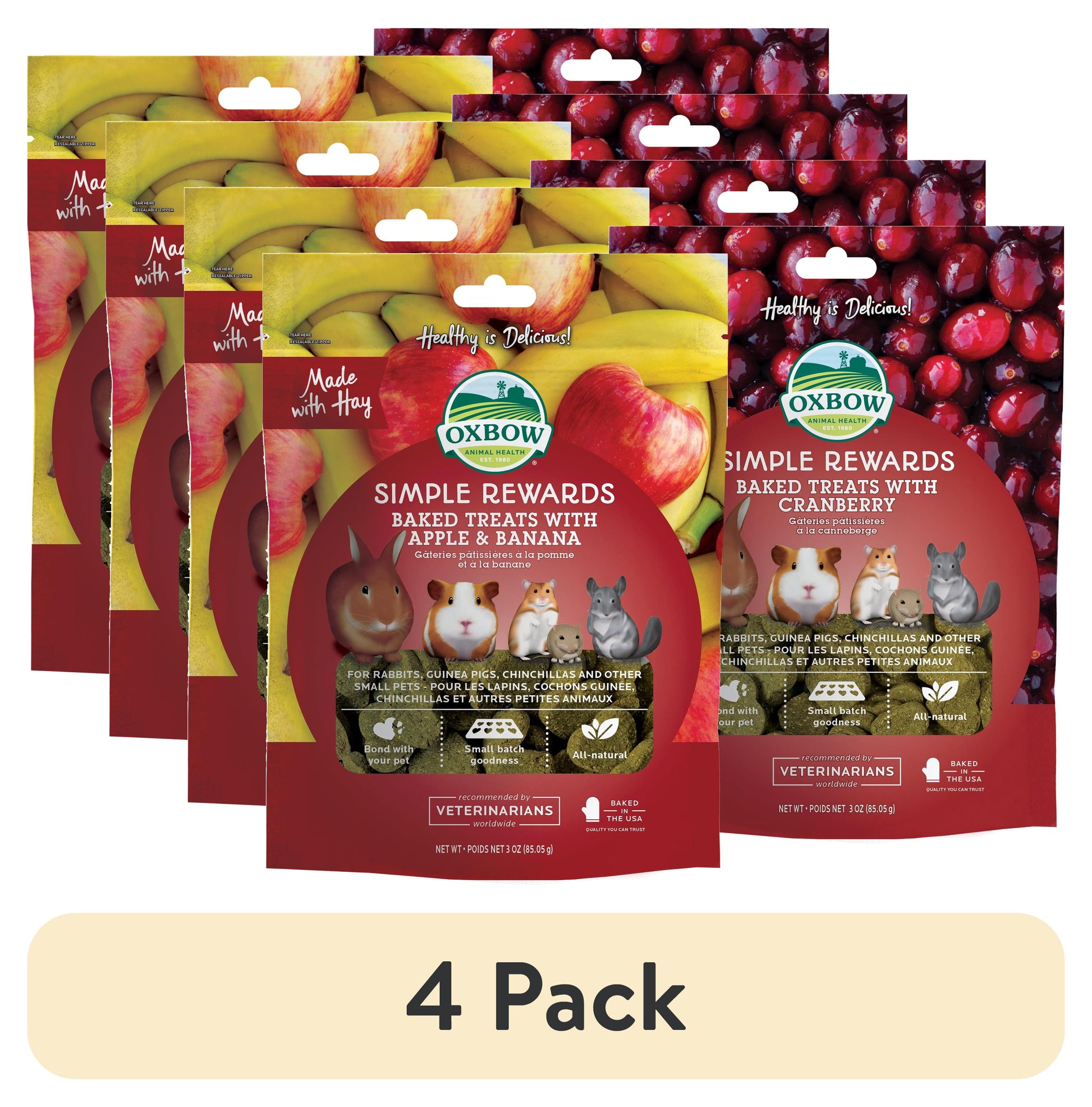 (4 Pack)  Simple Rewards Apple Banana Treats 3Oz.