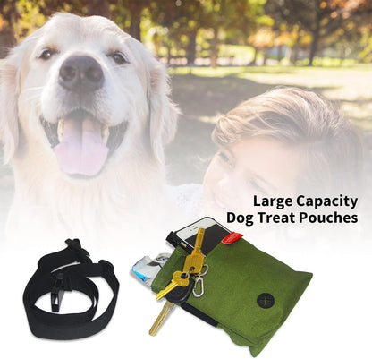 Pet Supplies Dog Treat Pouch with Adjustable Waist Belt，Large Capacity & Multi-Purpose Puppy Pouch Bag to Carry Dog Training Treats and Toys for Training,Walks and Outings (Green).