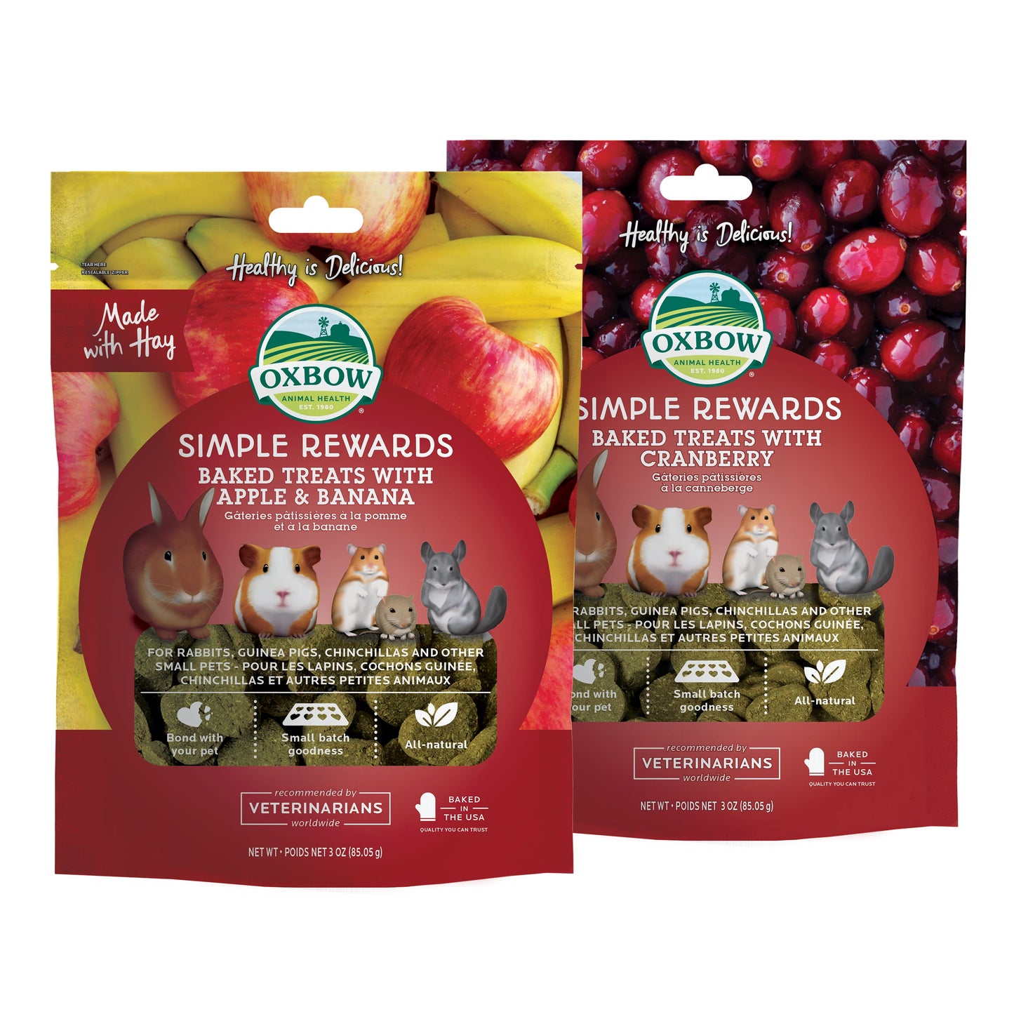 (4 Pack)  Simple Rewards Apple Banana Treats 3Oz.