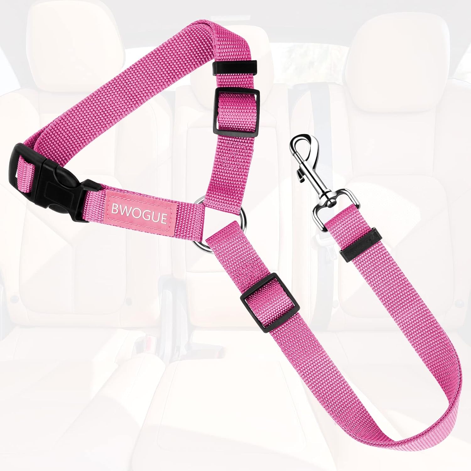 Pet Dog Cat Seat Belts, Car Headrest Restraint Adjustable Safety Leads Vehicle Seatbelt Harness (1 Pack, Pink, Not Elastic)