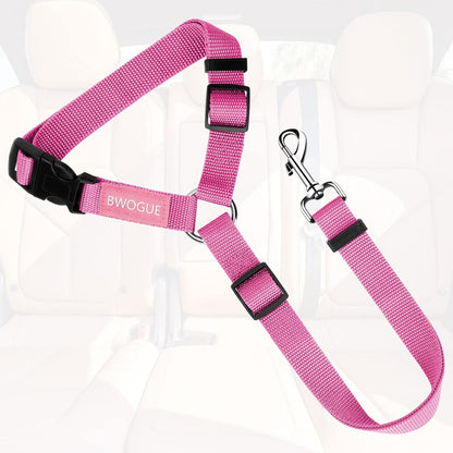 Pet Dog Cat Seat Belts, Car Headrest Restraint Adjustable Safety Leads Vehicle Seatbelt Harness (1 Pack, Pink, Not Elastic)