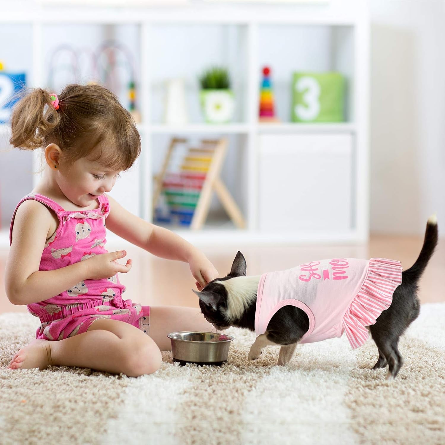 4 Pack Dog Dress Cute Pink Dog Clothes Skirt Girl Pet Princess Dress Puppy Summer Apparel Clothes Skirt Shirt with Ruffles Apparel for Small Puppy Cats Pet(M)