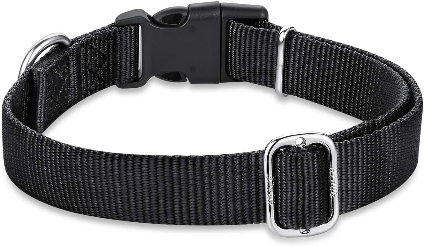 Small Dog Collar Quick-Release Black| Heavy-Duty Nylon Puppy Collar, Adjustable & Durable Pet Supplies for Boy & Girl Dogs (Small, Black)