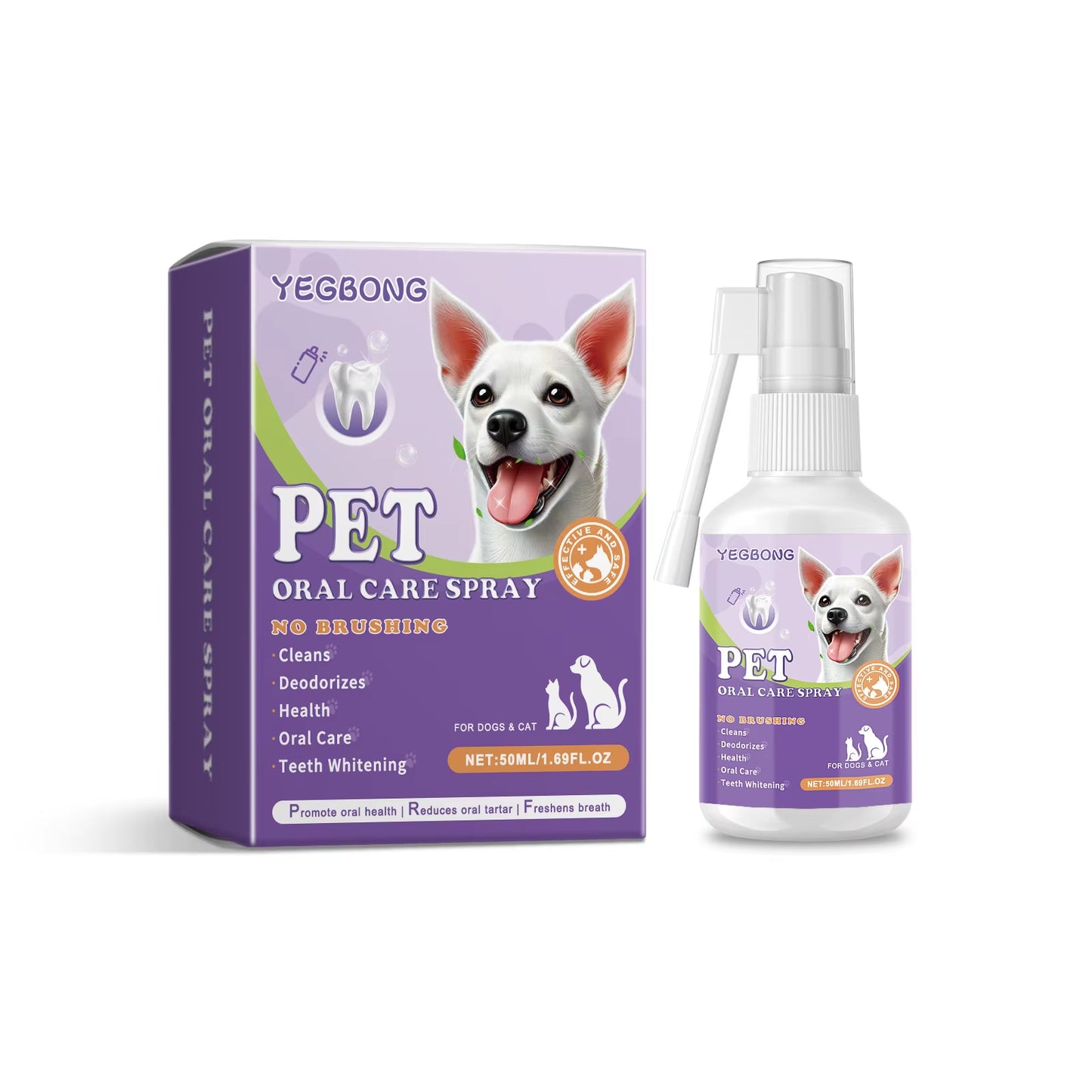 Pet Oral Cleaning Spray 50Ml Dogs Cats Teeth Clean Deodorant Prevent Calculus Remove Kitten Bad Breath Mouth Fresh Pet Supplies