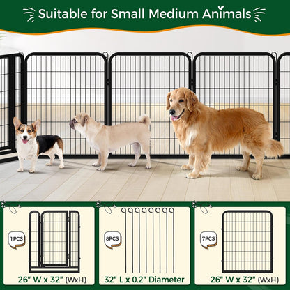 Dog Playpen Outdoor, 32 Inch 16 Panels Dog Pen Indoor Heavy Duty Puppy Exercise Pen Metal Pet Fence for RV Camping/Yard/Garden