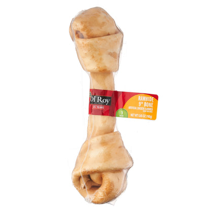 Ol' Roy Chicken Flavor 9" Rawhide Bone Chew for Dogs, Dry, 5.65 Oz, 1 Count/Bag, Pet Treats