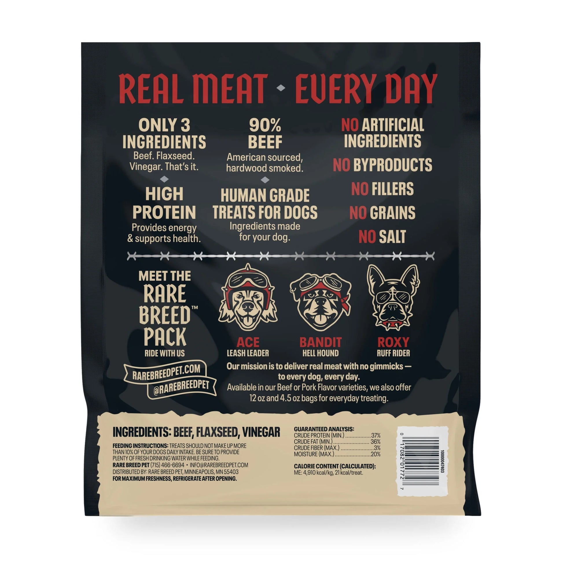 Dog Treats, Tender Meat Cuts Made with Beef, 3 Ingredients, Human Grade, 8 Count – 1 Ounce Multipack, for All Dog Sizes