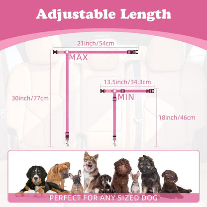 Pet Dog Cat Seat Belts, Car Headrest Restraint Adjustable Safety Leads Vehicle Seatbelt Harness (1 Pack, Pink, Not Elastic)