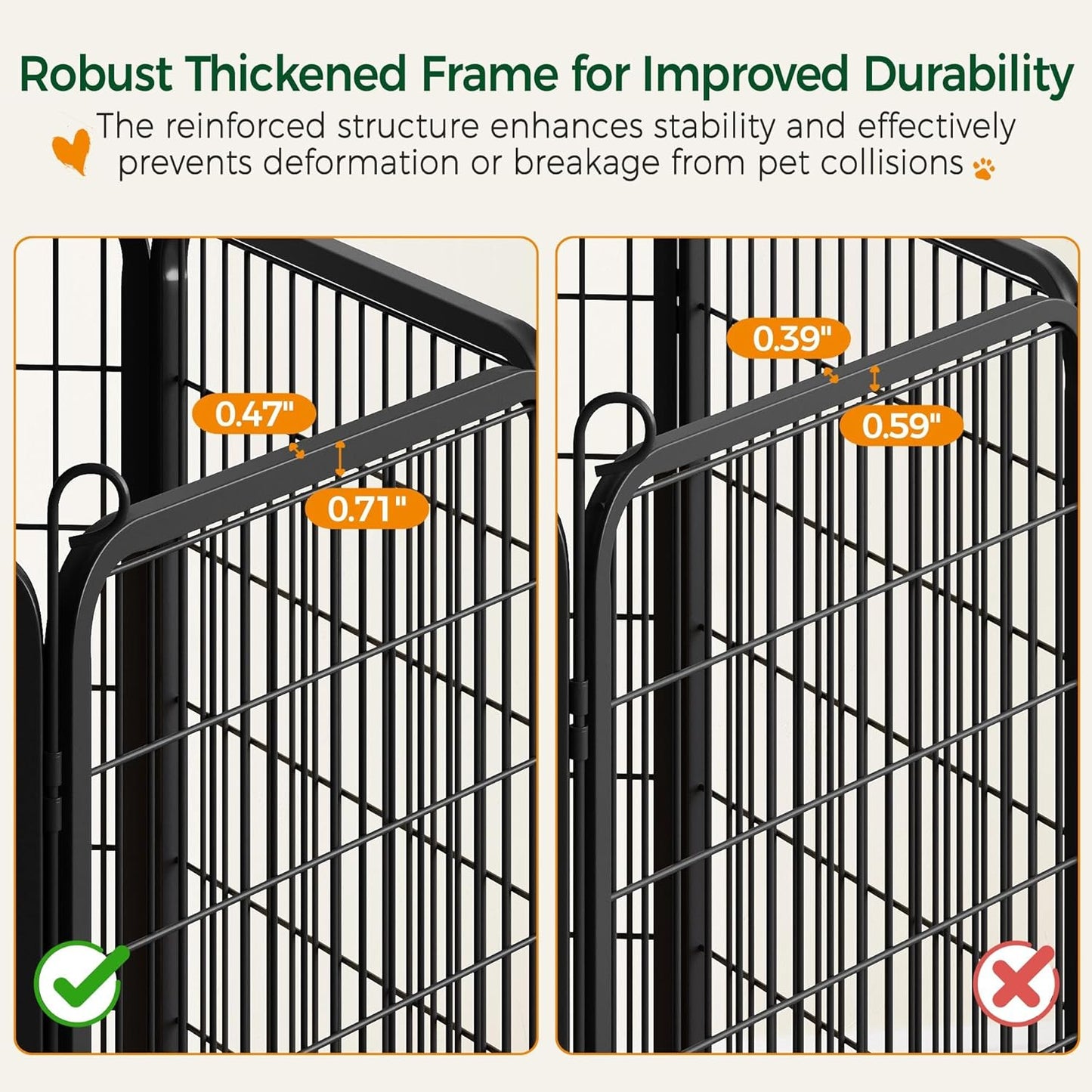 Dog Playpen Outdoor, 32 Inch 16 Panels Dog Pen Indoor Heavy Duty Puppy Exercise Pen Metal Pet Fence for RV Camping/Yard/Garden